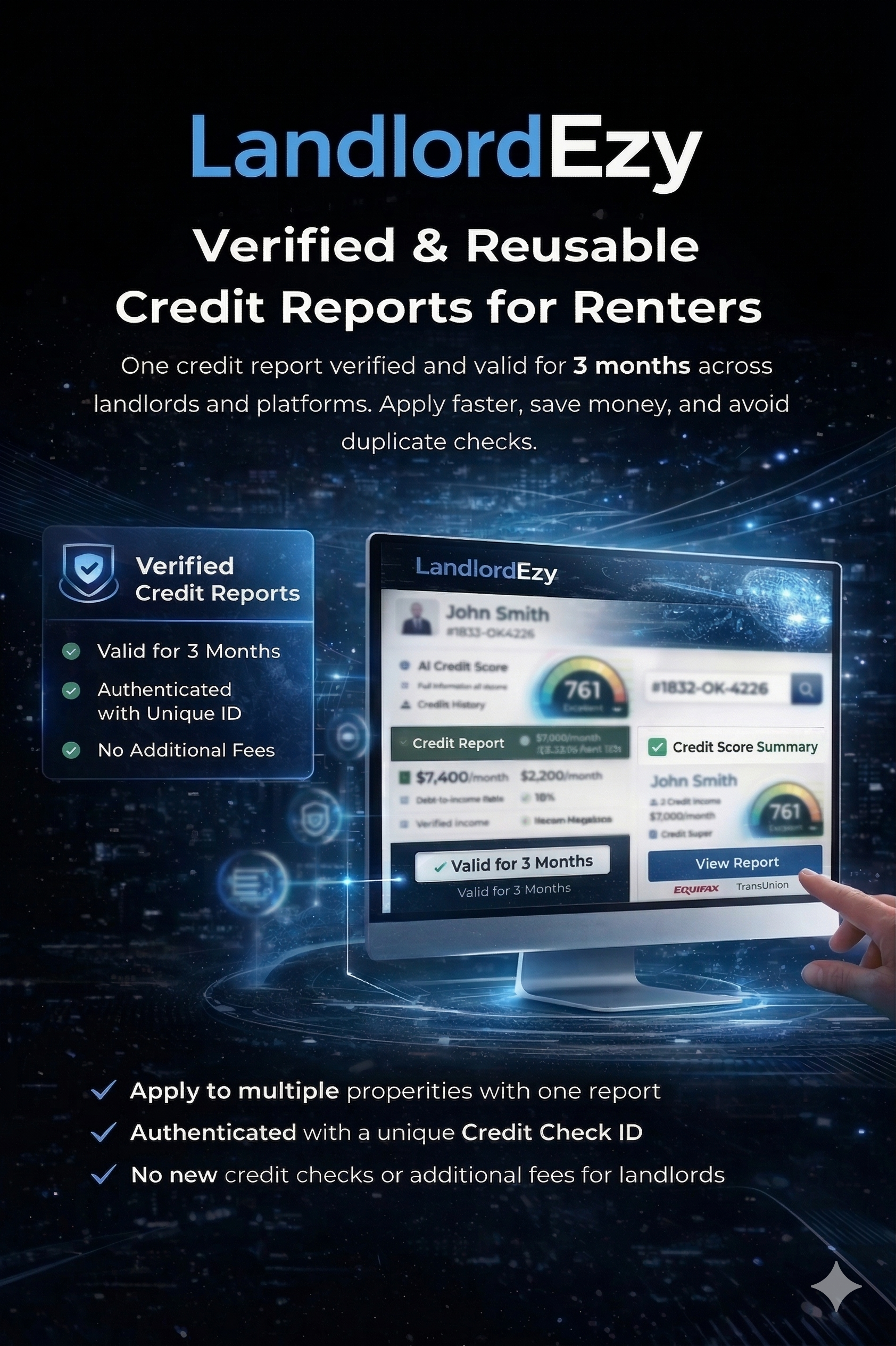 LandlordEzy verified reusable tenant credit reports