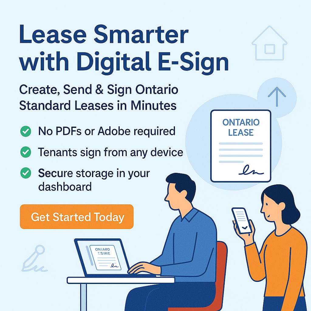 Ontario digital Standard Lease with e-signature in LandlordEzy